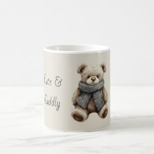 Knuffige teddybeer met blauwe sjaal koffiemok