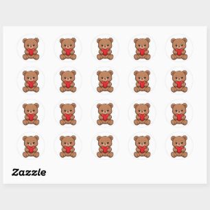 Knuffige teddybeer met een rode hartsticker - Ado Ronde Sticker