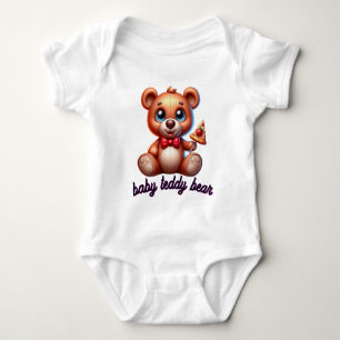Knuffige teddybeer met pizza romper
