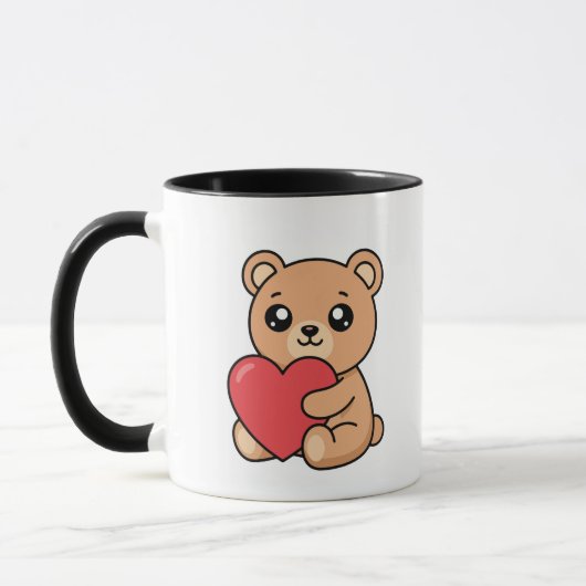 Knuffige teddybeer met rode hart mok (Links)