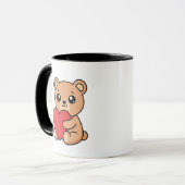 Knuffige teddybeer met rode hart mok (Voorkant links)