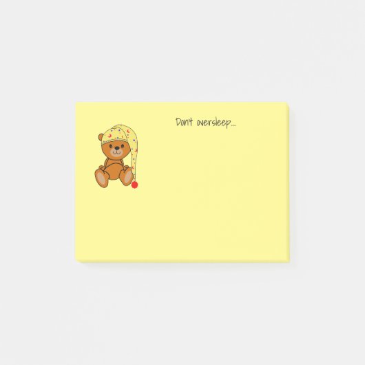 Knuffige teddybeer met slaapmuts post-it® notes (Voorkant)