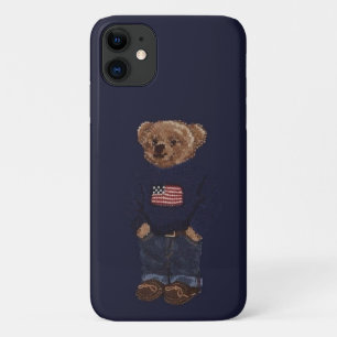 Knuffige teddybeer Navyblauwe iPhone 11 Hoesje