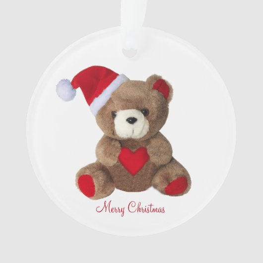 Knuffige teddybeer op wit ornament (voorkant)
