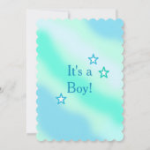 Knuffige teddybeer, sterren en maan blauw en groen kaart (Achterkant)