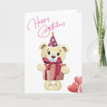 Knuffige Teddybeer Verjaardagskaart met Cadeau