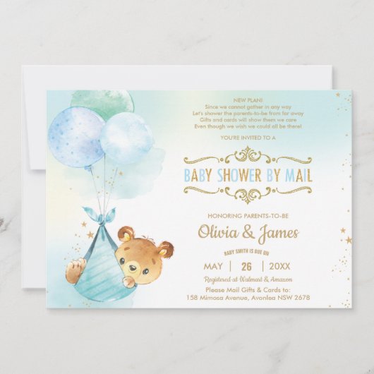 Knuffige teddybeer virtuele babyshower per Boy by  Kaart (Voorkant)