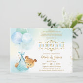 Knuffige teddybeer virtuele babyshower per Boy by  Kaart (Staand voorkant)