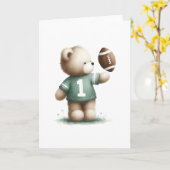 Knuffige teddybeer-voetbalspeler lege kaart (Gele Bloem)