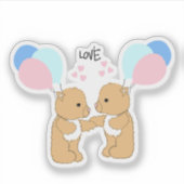 Knuffige teddyberen ballonnen liefde sticker (Voorkant)