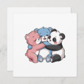 Knuffige teddyberen met panda kaart (Voorkant / Achterkant)
