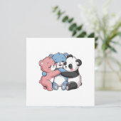 Knuffige teddyberen met panda kaart (Staand voorkant)