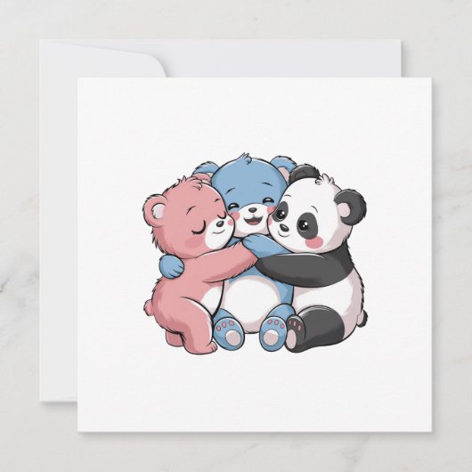 Knuffige teddyberen met panda kaart (Voorkant)