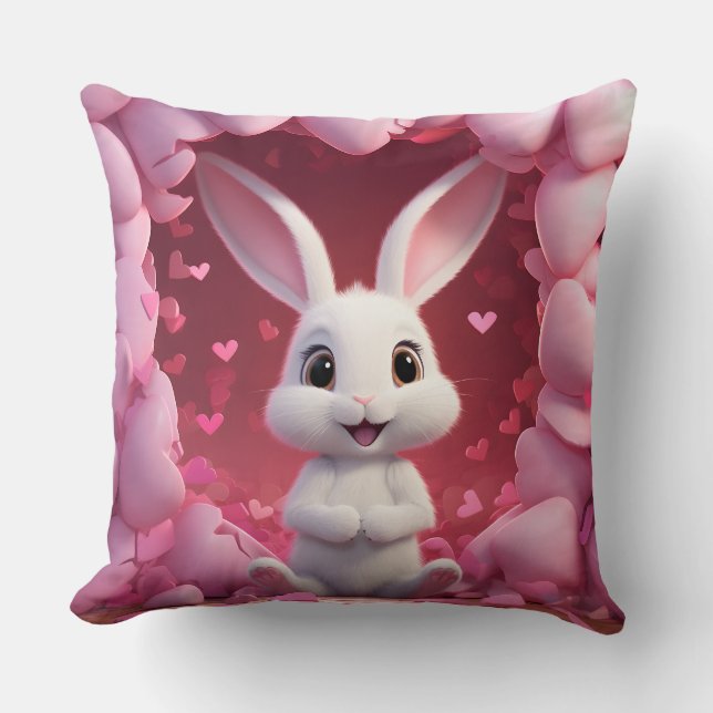 Knuffige Valentijn Konijn Worp Kussen  (Voorkant)