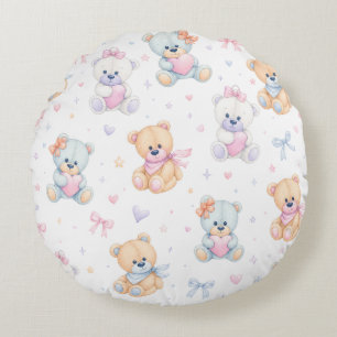 Knuffige Valentijn Teddybeer Naadloos Patroon Rond Kussen