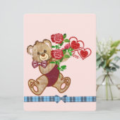 Knuffige Valentijnsdagbeer Feestdagenkaart (Staand voorkant)