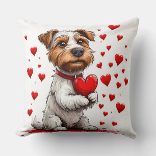 Knuffige Valentijnshond Met Hartjes Huisdecoratie Kussen