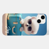 Knuffige Witte Hond Reis Koffer Gepersonaliseerde Case-Mate iPhone Case (Achterkant (horizontaal))