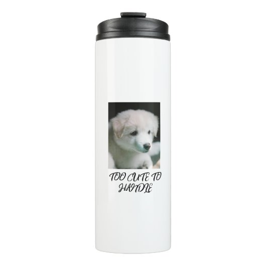 "Knuffige Witte Puppycharm" Thermosbeker (Voorkant)