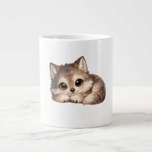 Knuffige Wolf Welp met Grote Ogen Transparante Sta Koffiekop