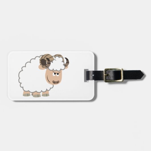 Knuffige Zelfverzekerde Cartoon Ram Bagage Label (Voorkant horizontaal)