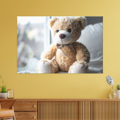 Knuffige Zittende Teddibeer Canvas Afdruk (Insitu (Woonkamer))
