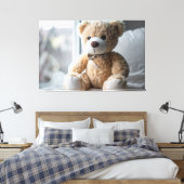Knuffige Zittende Teddibeer Canvas Afdruk (Insitu (Slaapkamer))