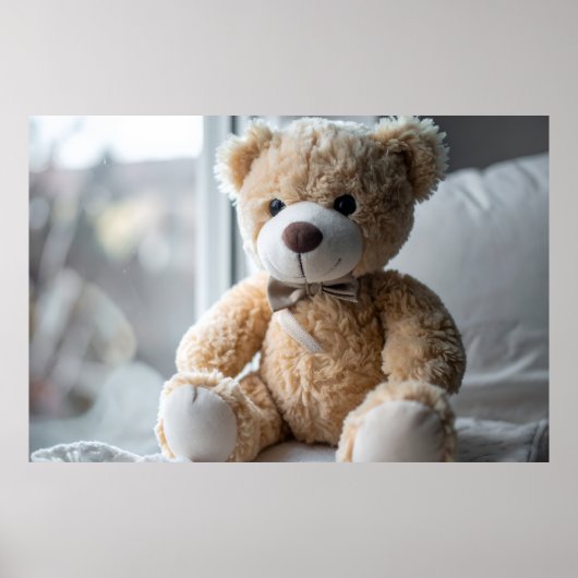 Knuffige Zittende Teddibeer Poster (Voorkant)