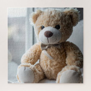 Knuffige zittende teddybeer legpuzzel