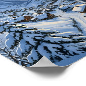 Knus Alpendorp Dageraad Besneeuwd Bergdal Poster (Hoek)
