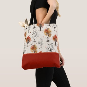 Knus Automne Bomen Botanische Print Kleurblok Tote Bag