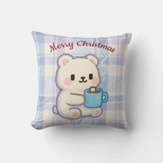 Knus Beren-cocoa Kerstmis Pastel Pixel Art Decor Kussen