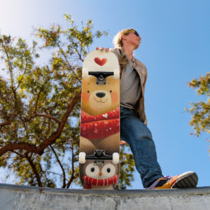 Knus Beren- en Uilenfamilie Winterliefde Persoonlijk Skateboard