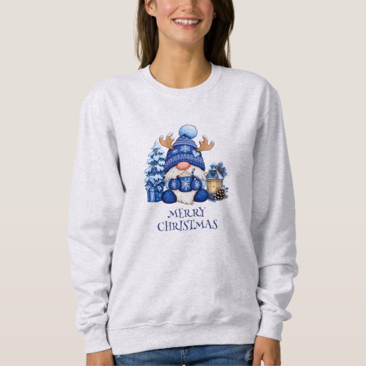 Knus Blaadje Kerst Kabouter Warme Chocolade Dames Trui (Voorkant)