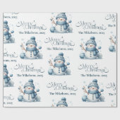Knus Blauw Rustic Kerstmis Cadeaupapier (Vlak)