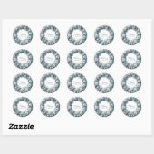 Knus Blauw Rustieke Kerst  Ronde Sticker (Vel)