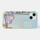Knus blauwe kamer esthetische leuke telefoonhoes iPhone 15 case (Achterkant horizontaal)