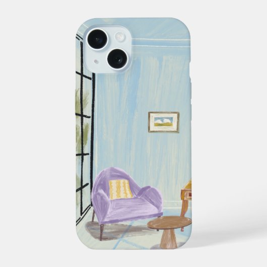 Knus blauwe kamer esthetische leuke telefoonhoes iPhone 15 case (Achterkant)