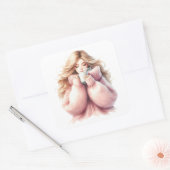 Knus Blond Meisje – Watercolor Winter Sticker (Envelop)