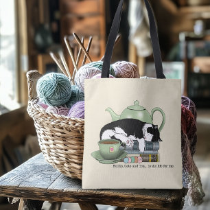 Knus Boeken Kat Smoking Theekopje Schattig Groene Crossbody Tas
