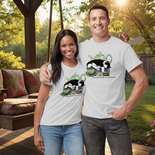 Knus Boeken Kat Smoking Theekopje Schattig Groene  T-shirt