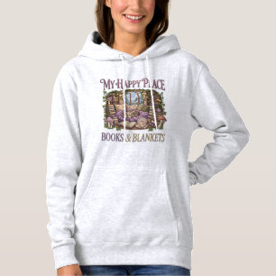 Knus Boekenwurm Mijn Gelukkige Plek Boeken en Deke Hoodie