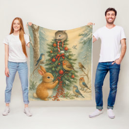 Knus boskonijn kerst warm winter feestelijk  fleece deken