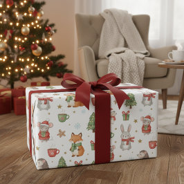 Knus Bosvrienden Kerstcadeauverpakking Cadeaupapier