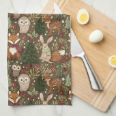 Knus Bosvrienden Winter Cottagecore Theedoek (Quarter Fold)