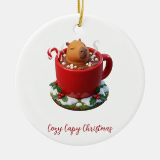 Knus Capy Kerstmis Capybara Cacaobad Keramisch Ornament