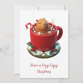 Knus Capy Kerstmis Capybara Warme Cacaobad Feestdagenkaart