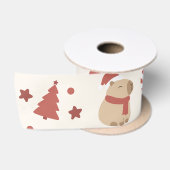 Knus Capybara Kerstmis Satijnen Lint (Spoel)