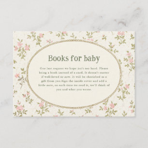 Knus Cottage Bloemige Baby Shower Boeken voor Baby Informatiekaartje