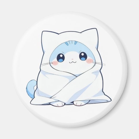 Knus Dekentje Kitten Kawaii Cute Kat Design Magneet (Voorkant)